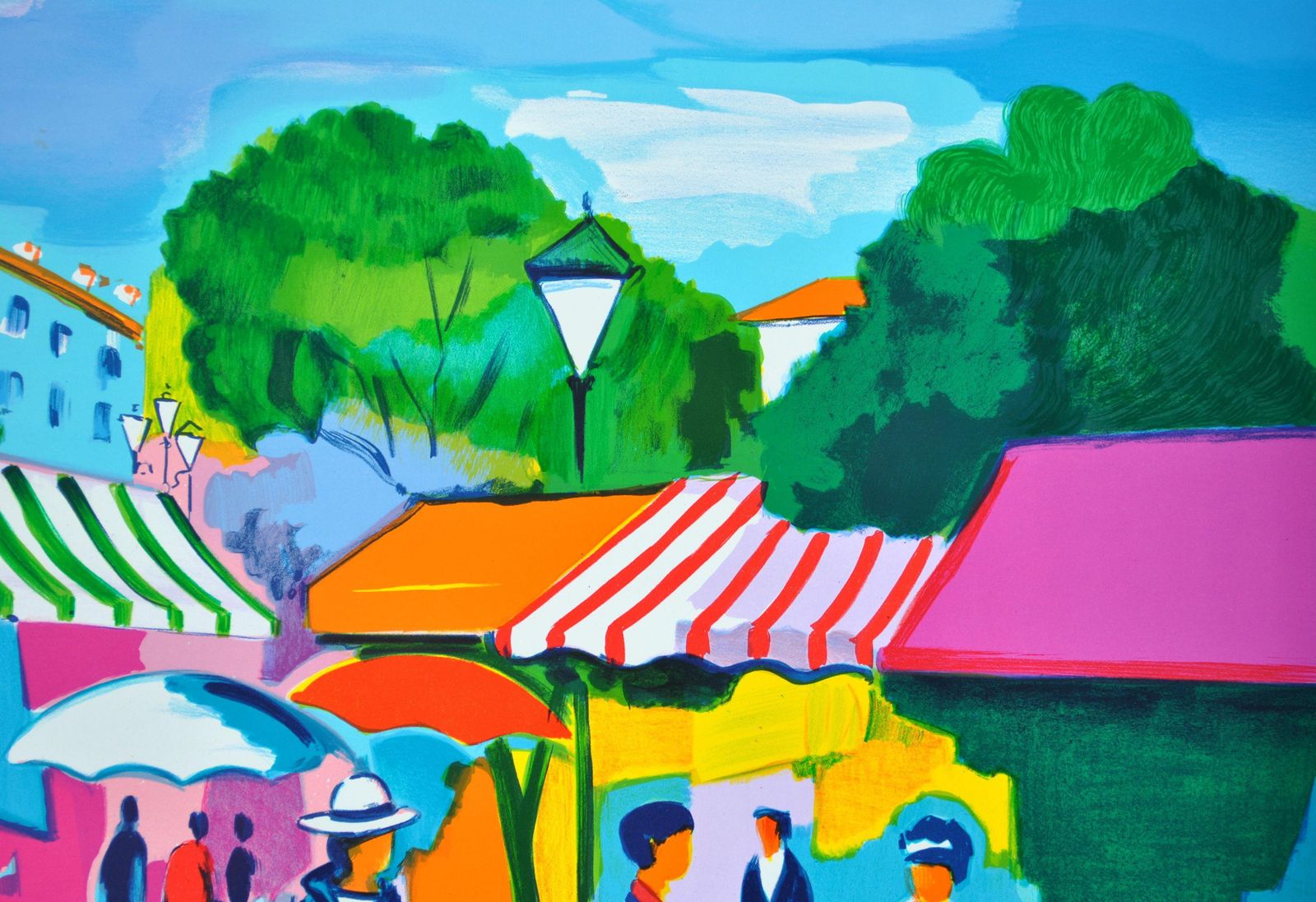 Jean Claude Picotfrench Riviera : Provençal Market   Original Lithograph, Handsigned & Ltd /2501982 photo vintage