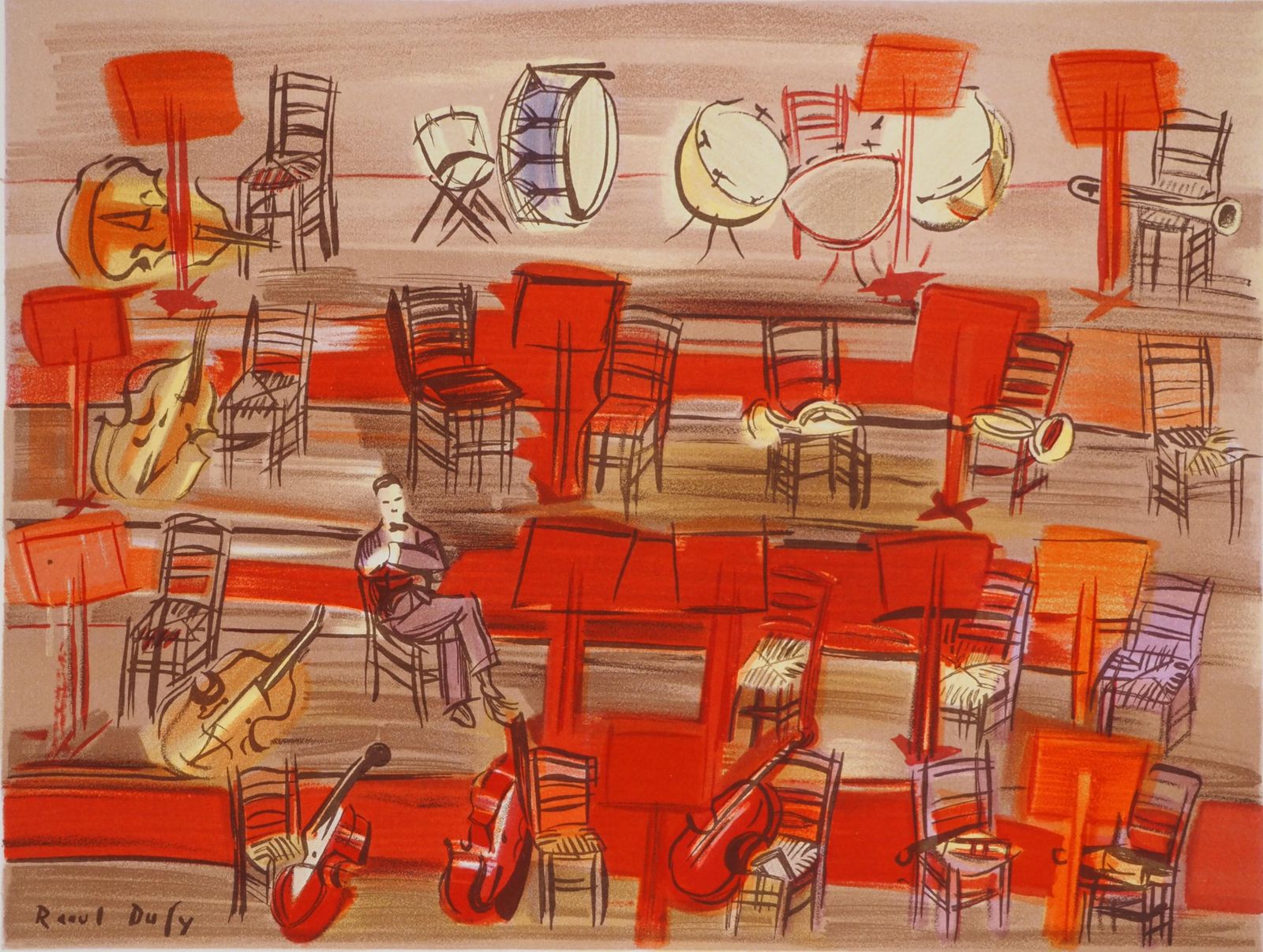 Raoul Dufyorchestra : Intermission   Lithograph (Mourlot) photo for sale