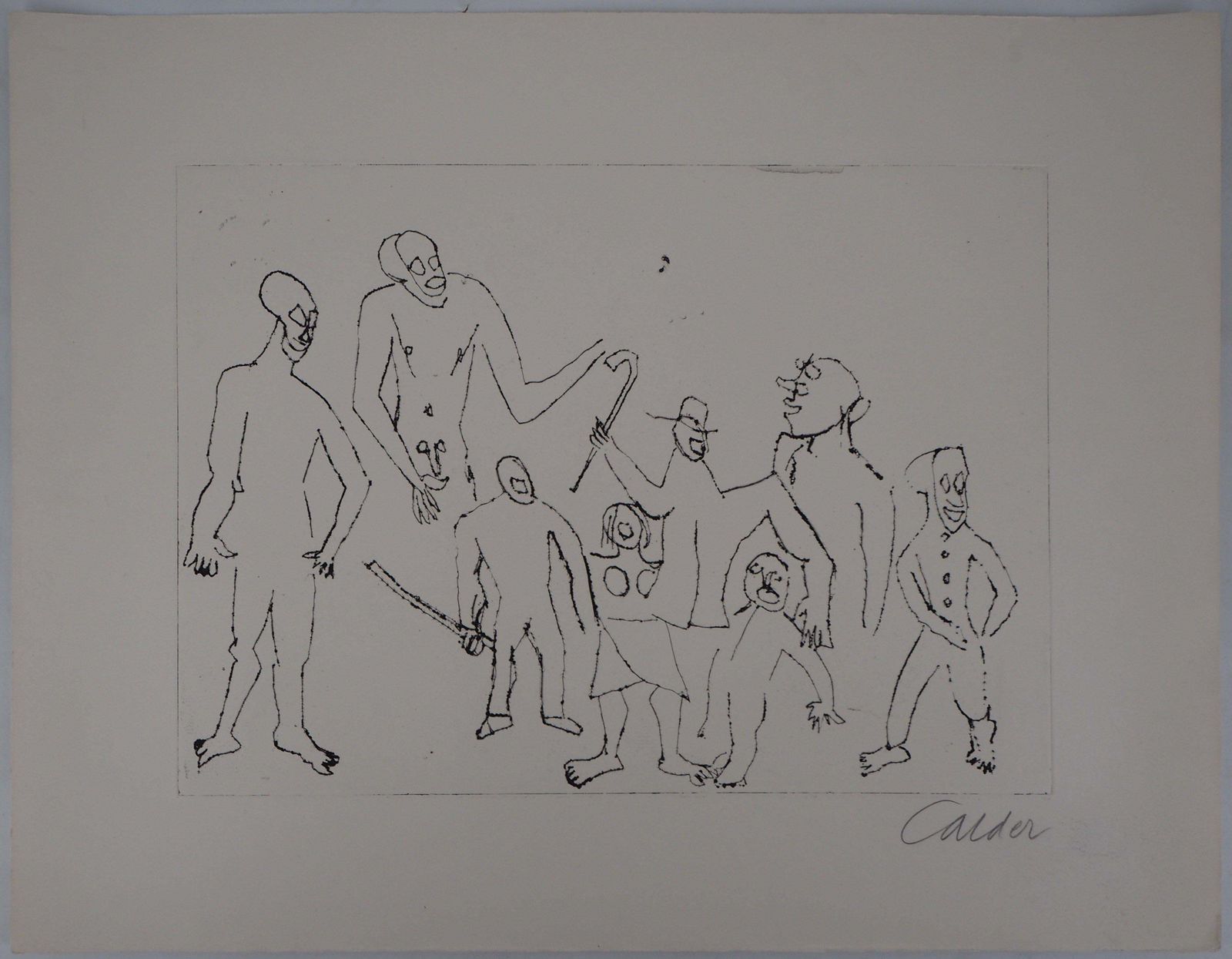 Alexander Caldersanta Claus : Figures With Canes   Original Handsigned Etching1974