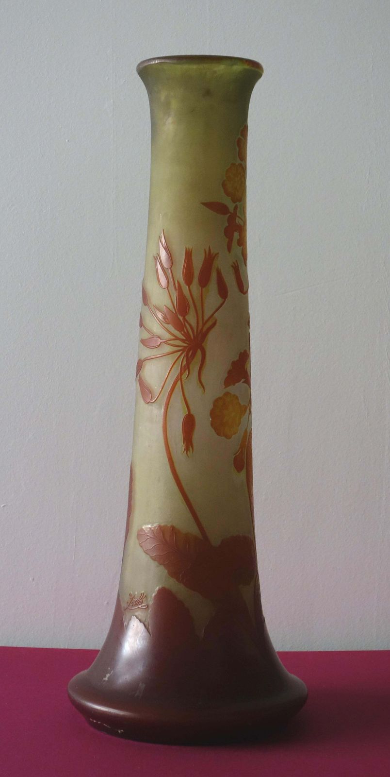 émile Galléart Nouveau French Cameo Glass 'Umbels Vase' By Emile Gallé, Nancy   63cm High photo for sale