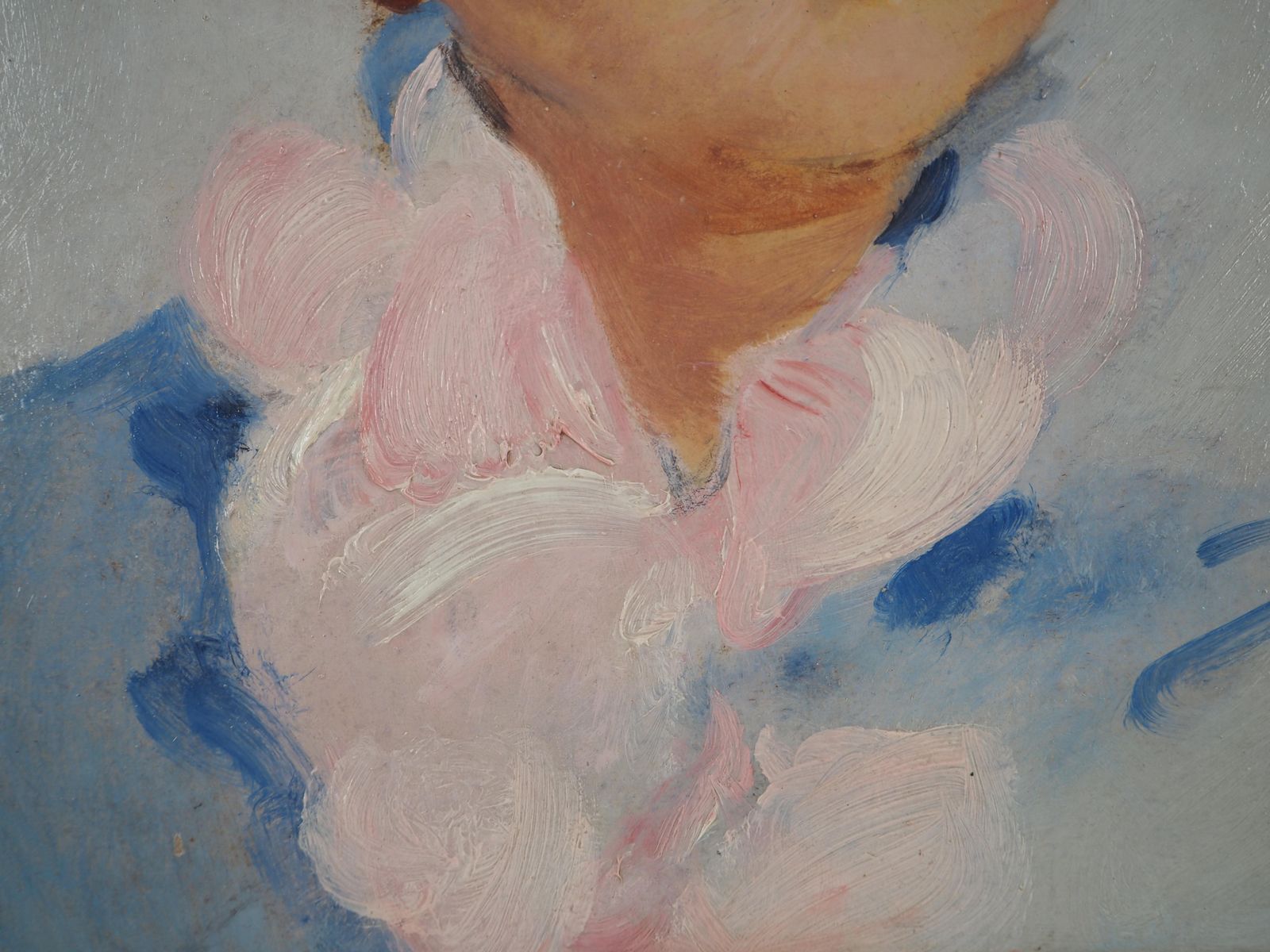Jean Gabriel Domergueyoung Girl With Pink Scarf   Original Oil Painting, Handsigned photo vinterior