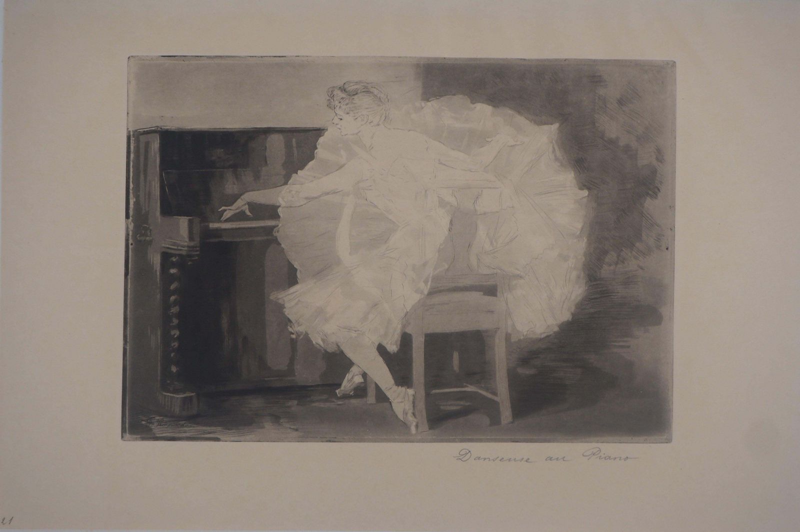 Charles Paul Renouardballerina Playing The Piano   Original Etching, Signed1893