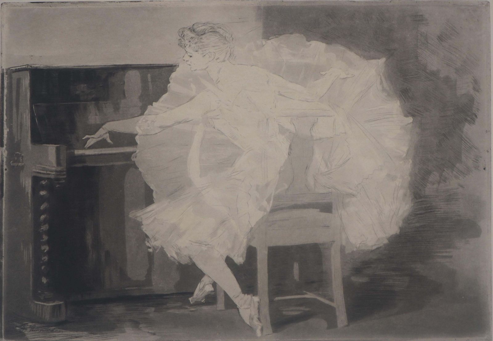 Charles Paul Renouardballerina Playing The Piano   Original Etching, Signed1893 photo for sale