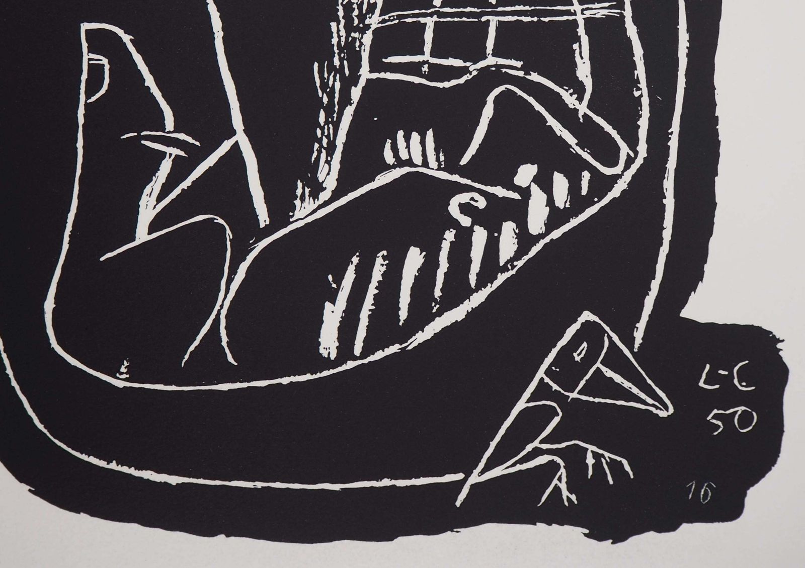 Le Corbusierhand With Enigmatic Symbol   Original Lithograph (Atelier Michel Cassé), 19641964 photo 1020.0