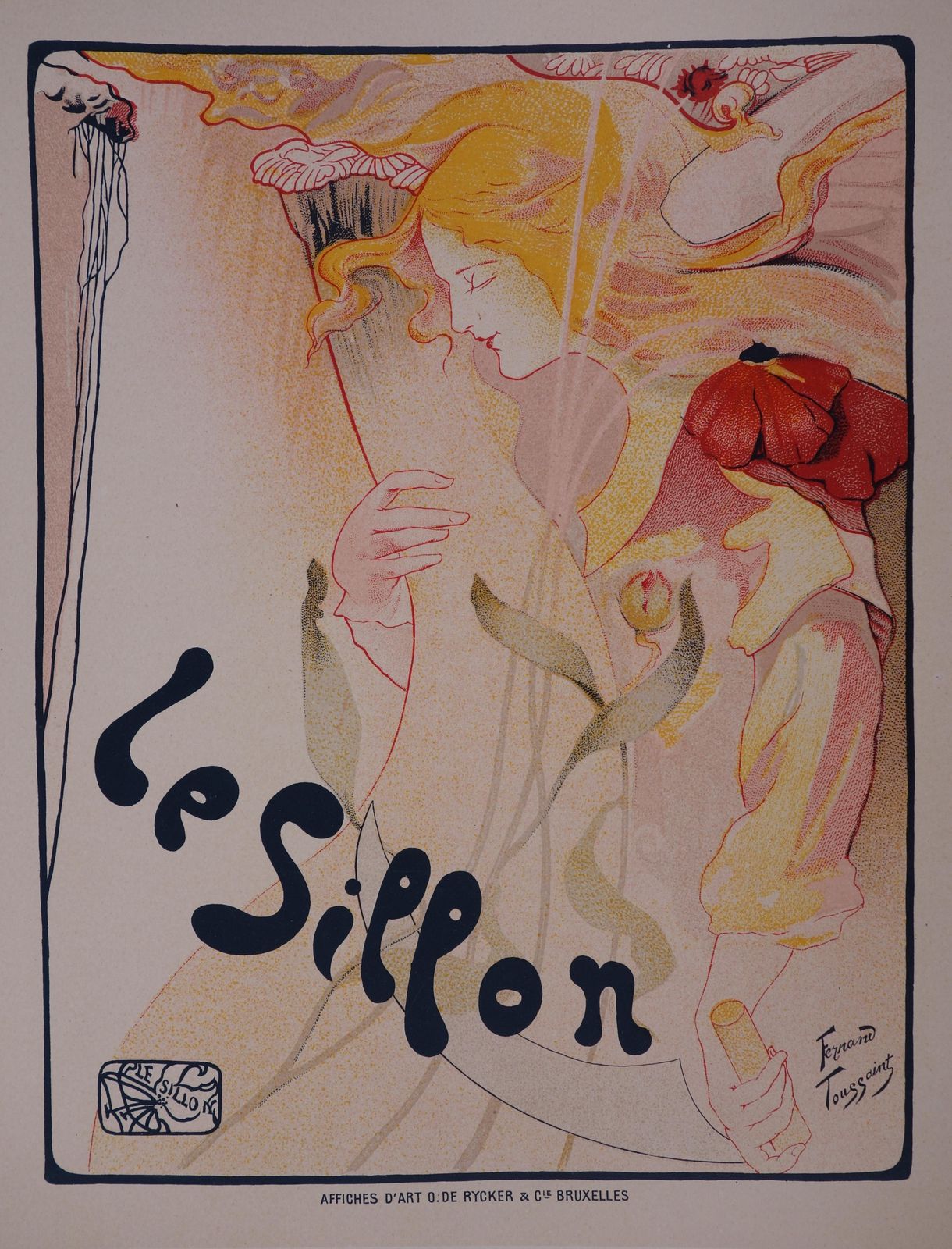 Fernand Toussaintnymph Collecting The Flowers   Lithograph, 18971897 photo furniture