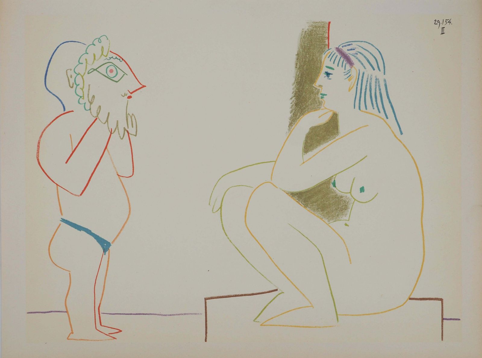 Pablo Picassothe Little Old Man With A Mask   Original Lithograph (Mourlot)1954