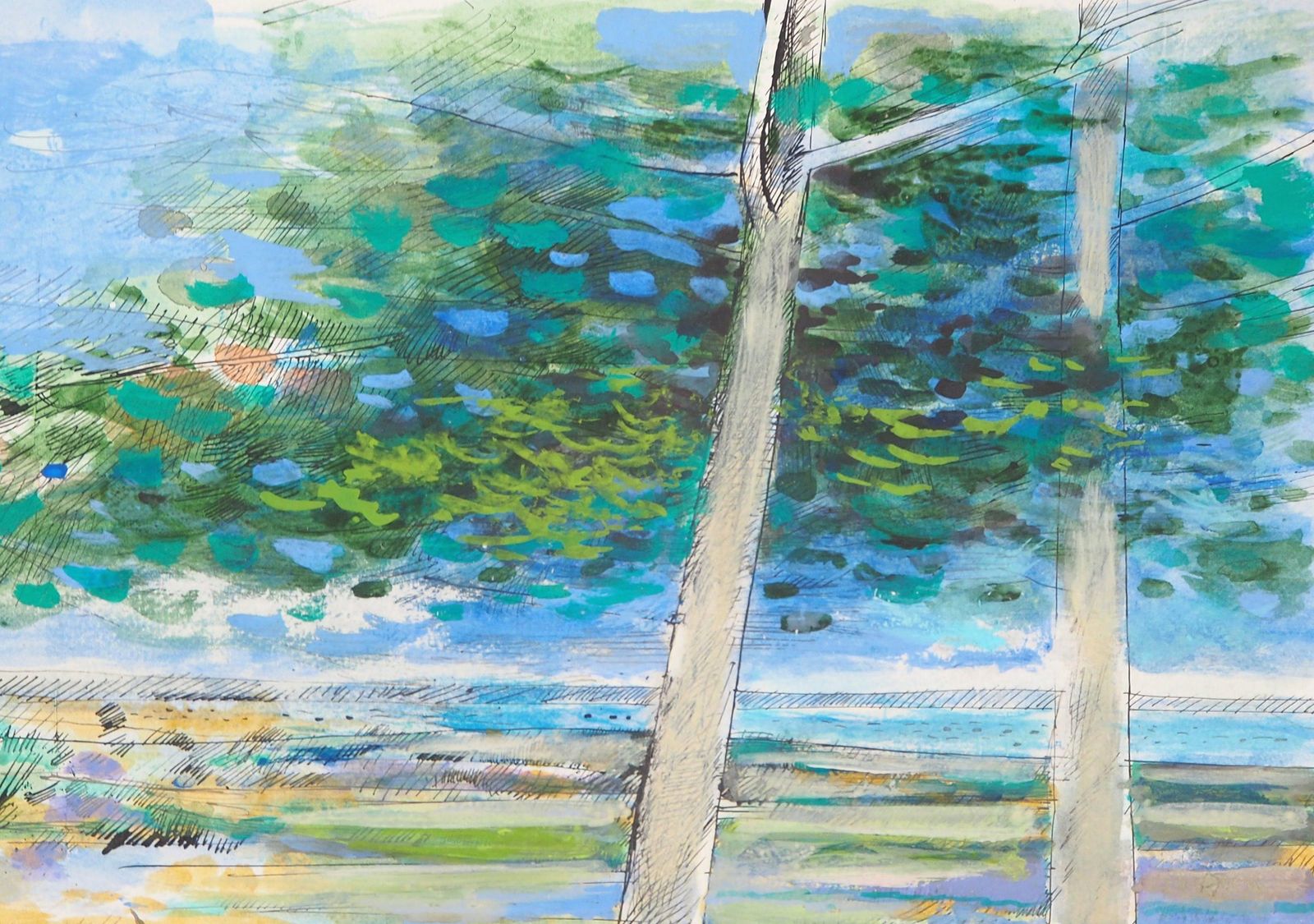 Maurice Geniszen Calming Nature Scenery   Original Handsigned Watercolor And Gouache Painting photo Art