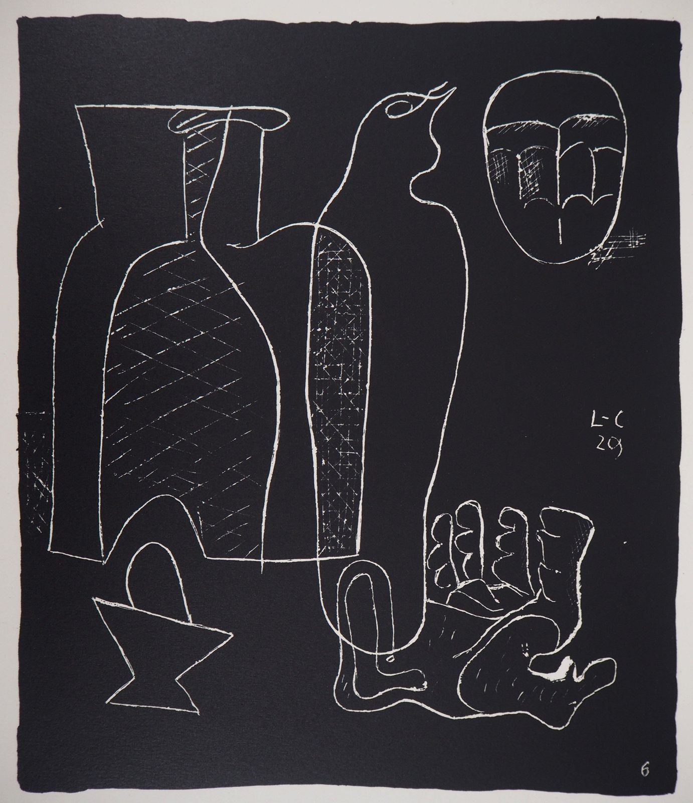 Le Corbusierstill Life With Hand   Original Lithograph (Atelier Michel Cassé), 19641964 photo for sale