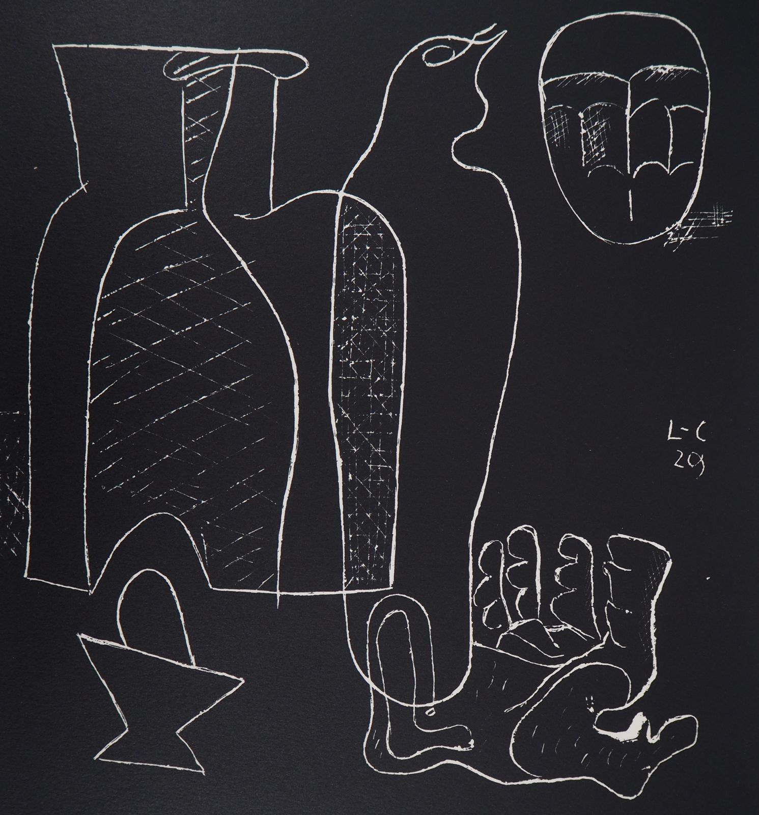 Le Corbusierstill Life With Hand   Original Lithograph (Atelier Michel Cassé), 19641964 photo Art