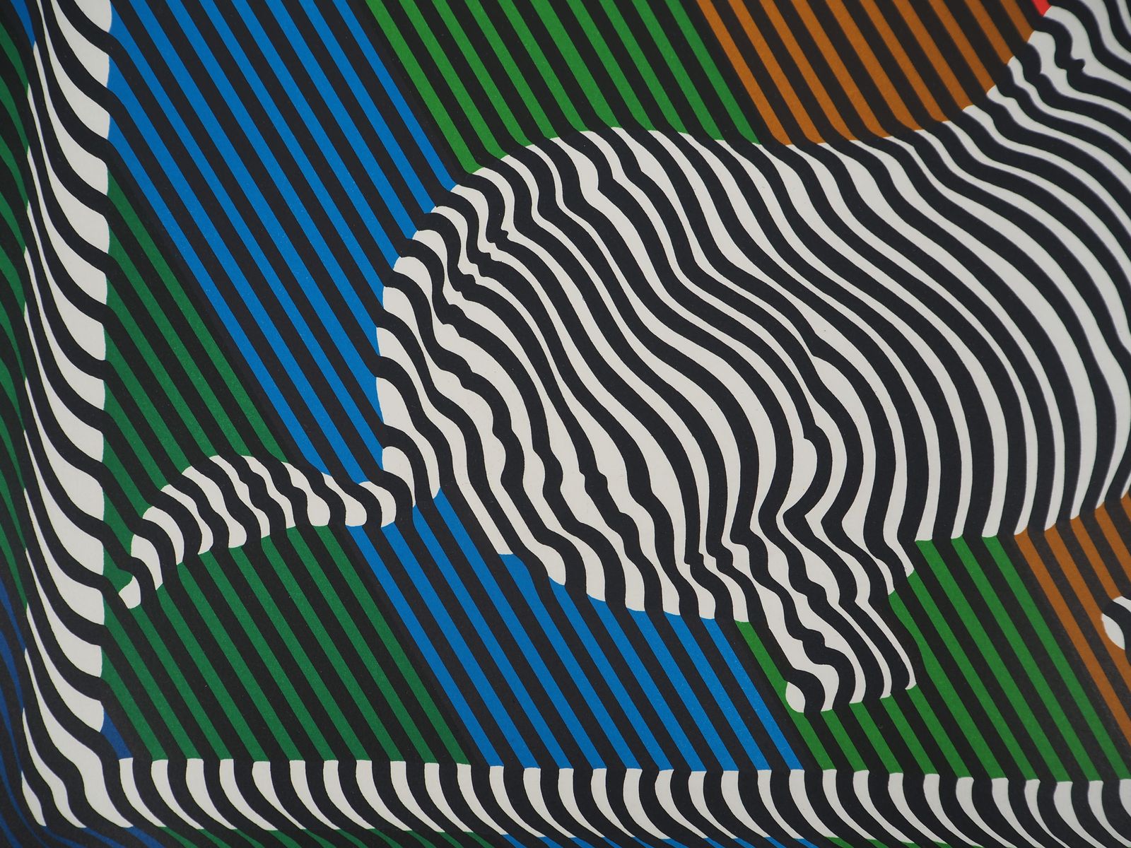 Victor Vasarelyzebra On A Rainbow (Op Art)   Original Lithograph, Handsigned1984 photo vintage