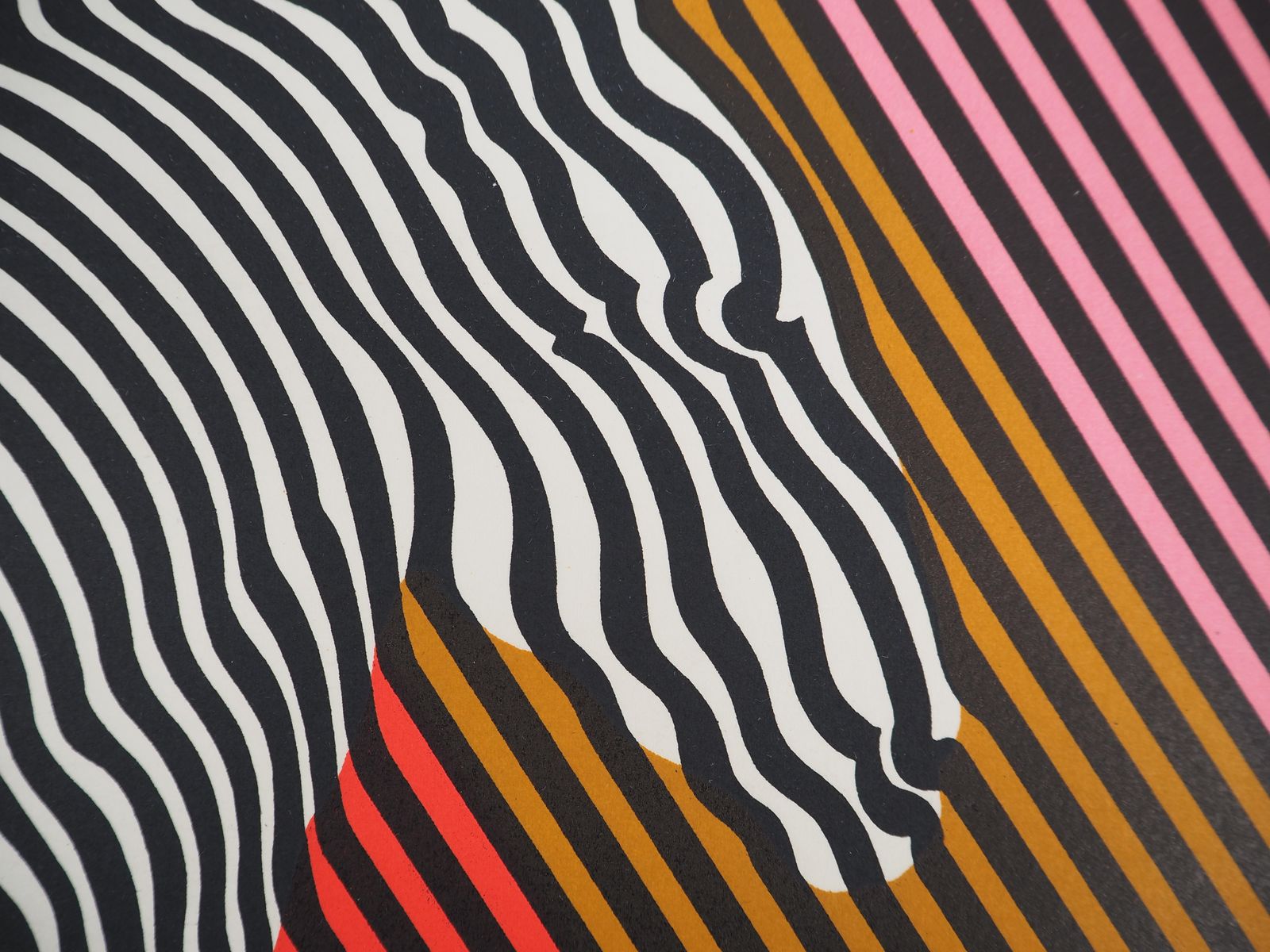 photo for sale Victor Vasarelyzebra On A Rainbow (Op Art)   Original Lithograph, Handsigned1984