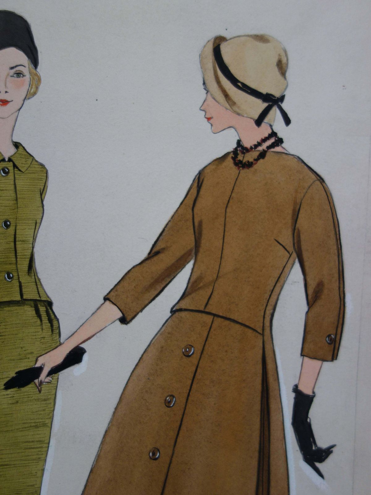 Rosy Andreasi Verdiermode Drawing : Fall Elegant Dresses   Original Watercolor & Gouache Drawing photo vinterior