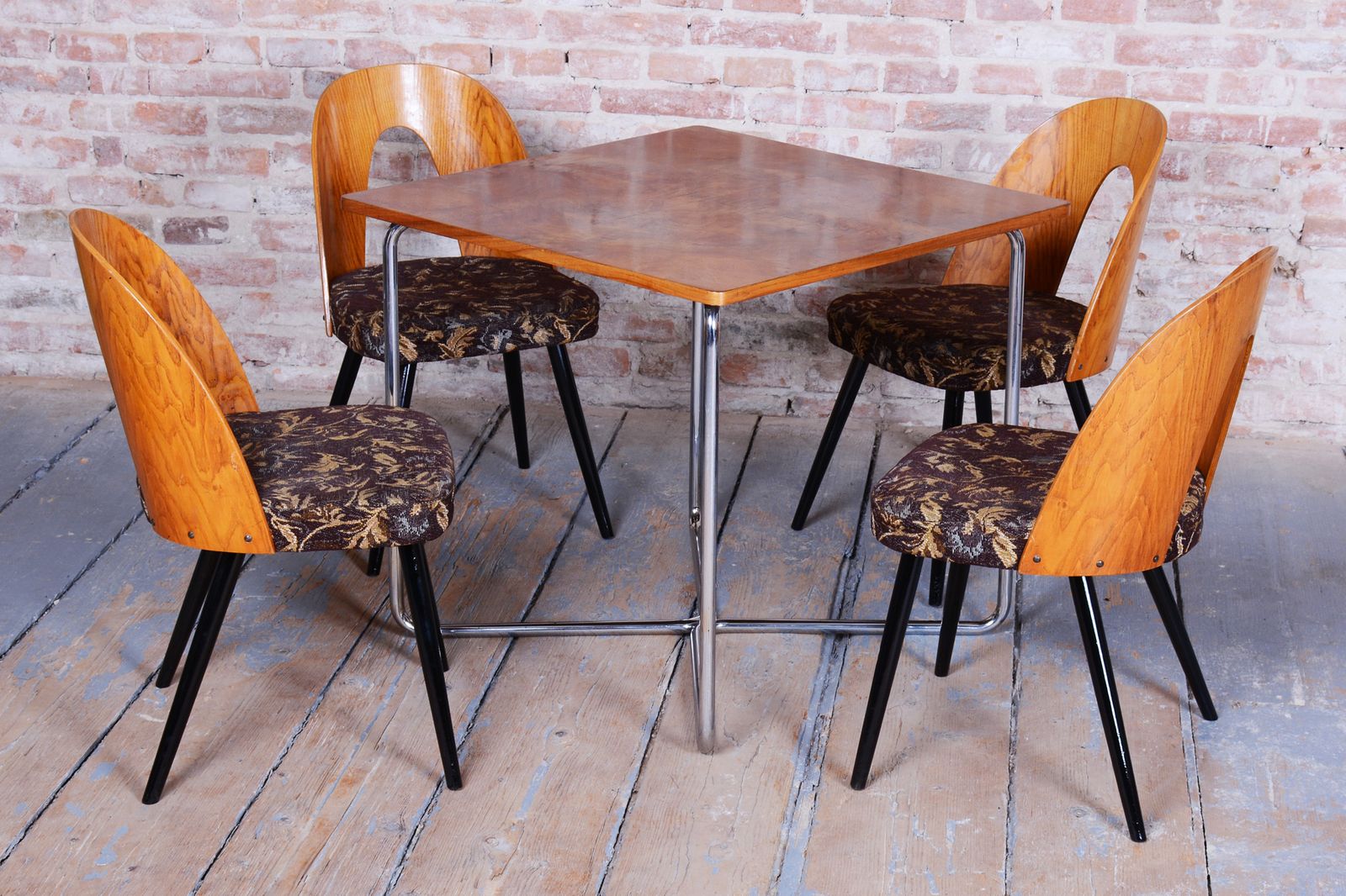 photo for sale Set Of Four Restored Mid Century Chairs, Beech, Oak, Slovakia, 1950 1959