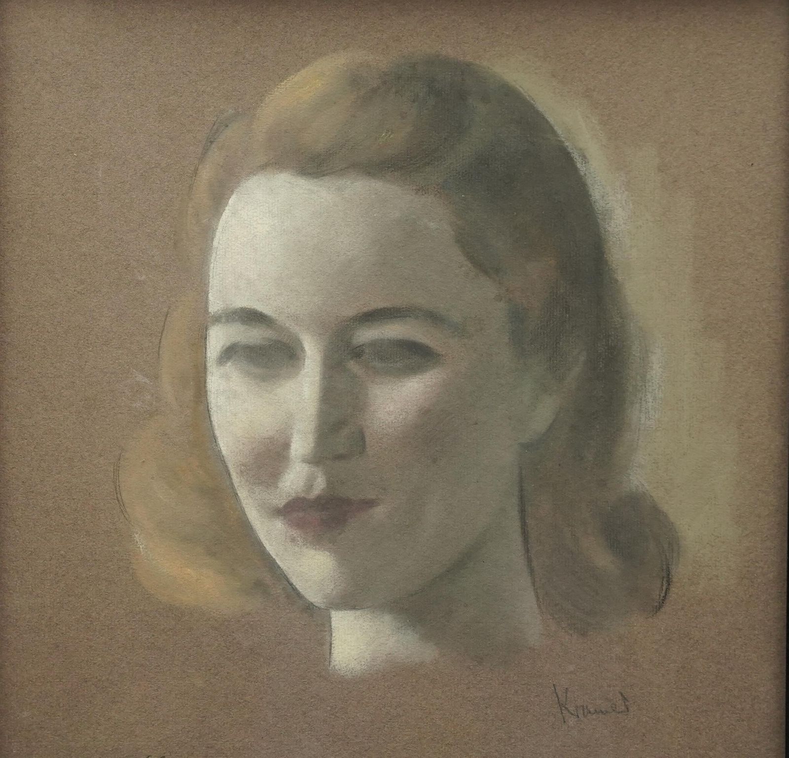Jacob Kramerportrait Of Grace   British 1920's Art Female Chalk Portraitcirca 1920 photo for sale