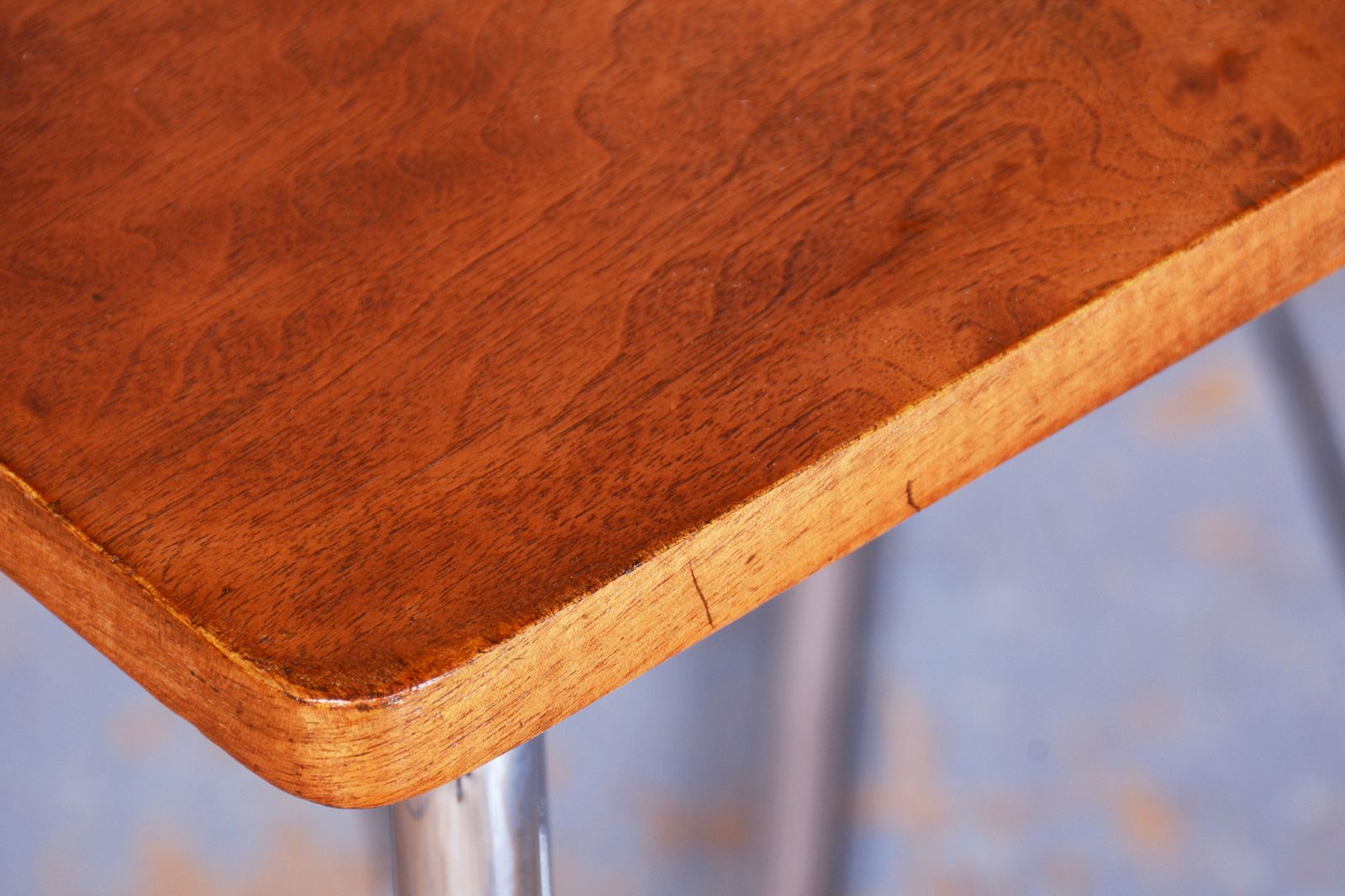 photo furniture Restored Bauhaus Table, By Robert Slezák, Caucasian Walnut, Chrome, Czech, 1930s