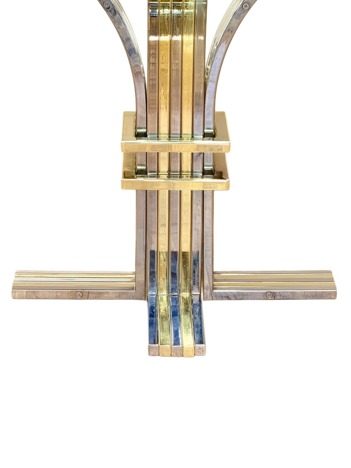 Italian Hollywood Regency Chrome & Gilt Glass Centre Table By Renato Zevi For Banci Firenze photo for sale