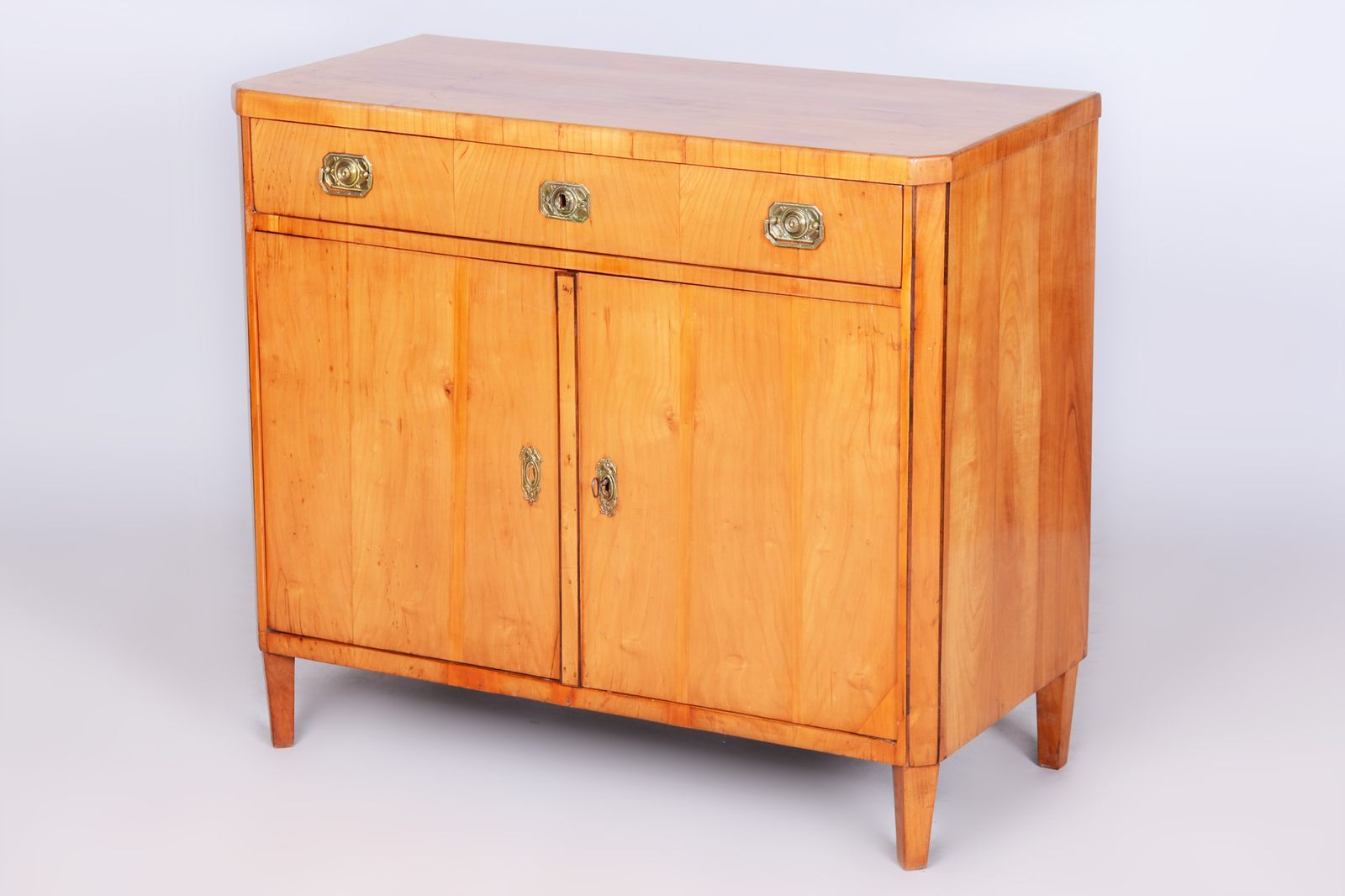 Restored Biedermeier Cabinet, Cherry, Spruce, Ebony, Polish, Czech, 1820s