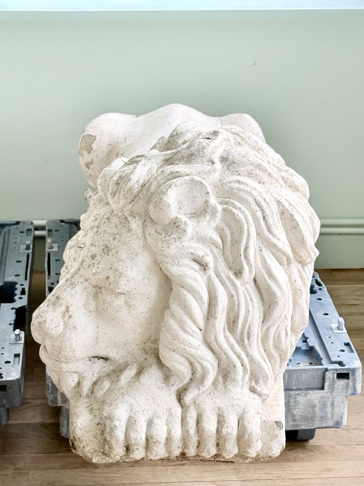 Extra Large Pair Painted Cast Stone Lions After Antonio Canova (1757 1822) photo 4850.0