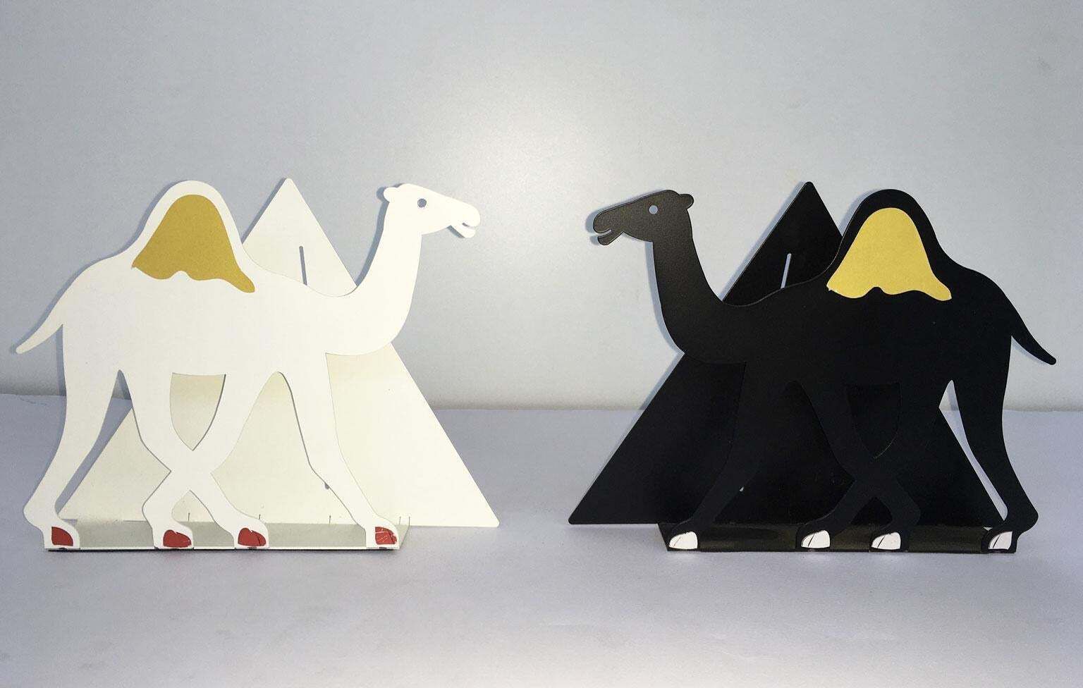photo furniture Italy 1980 Bruno Chersicla Black Painted Metal Sculpture Egitto