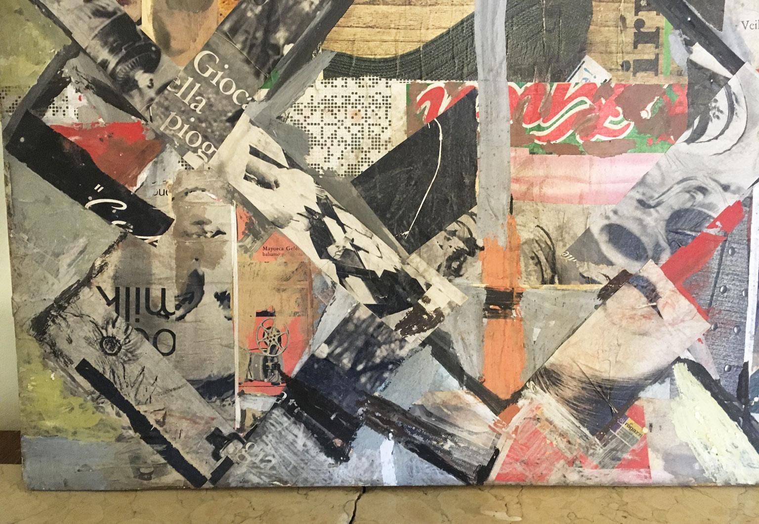 1960 Italy Abstract Painting And Paper Collage By Ermete Lancini photo buy