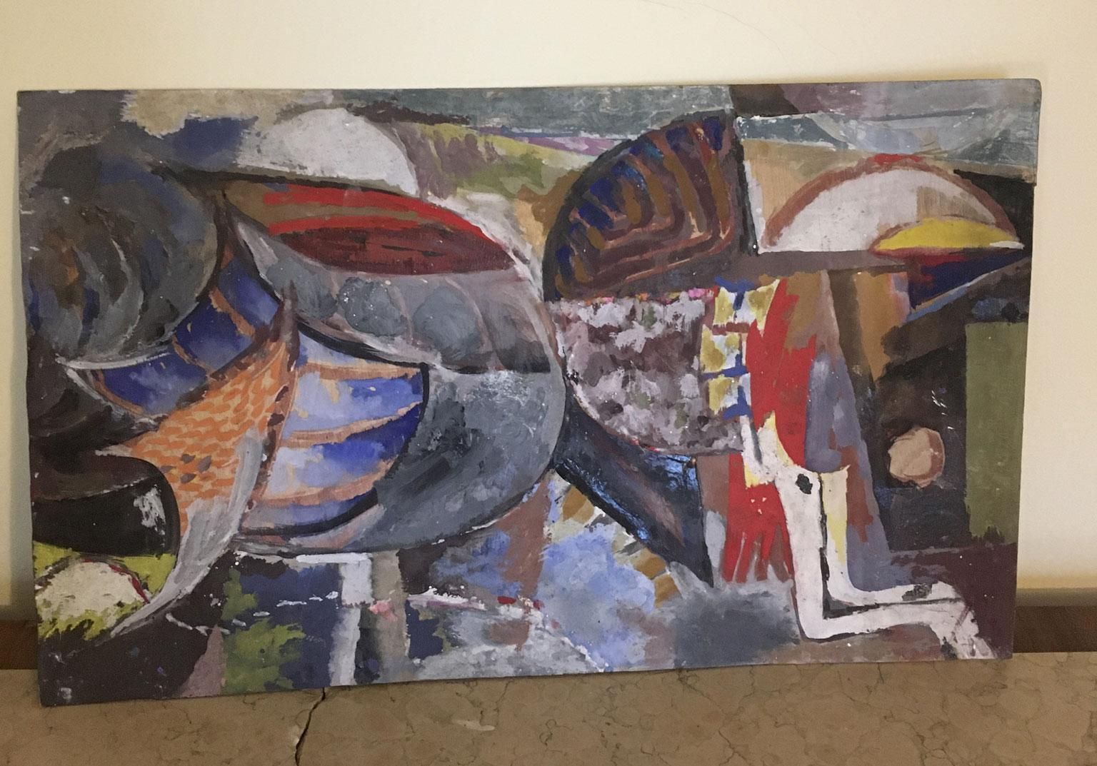1954 Italy Abstract Painting Venice Biennial Special Artwork By Ermete Lancini photo buy
