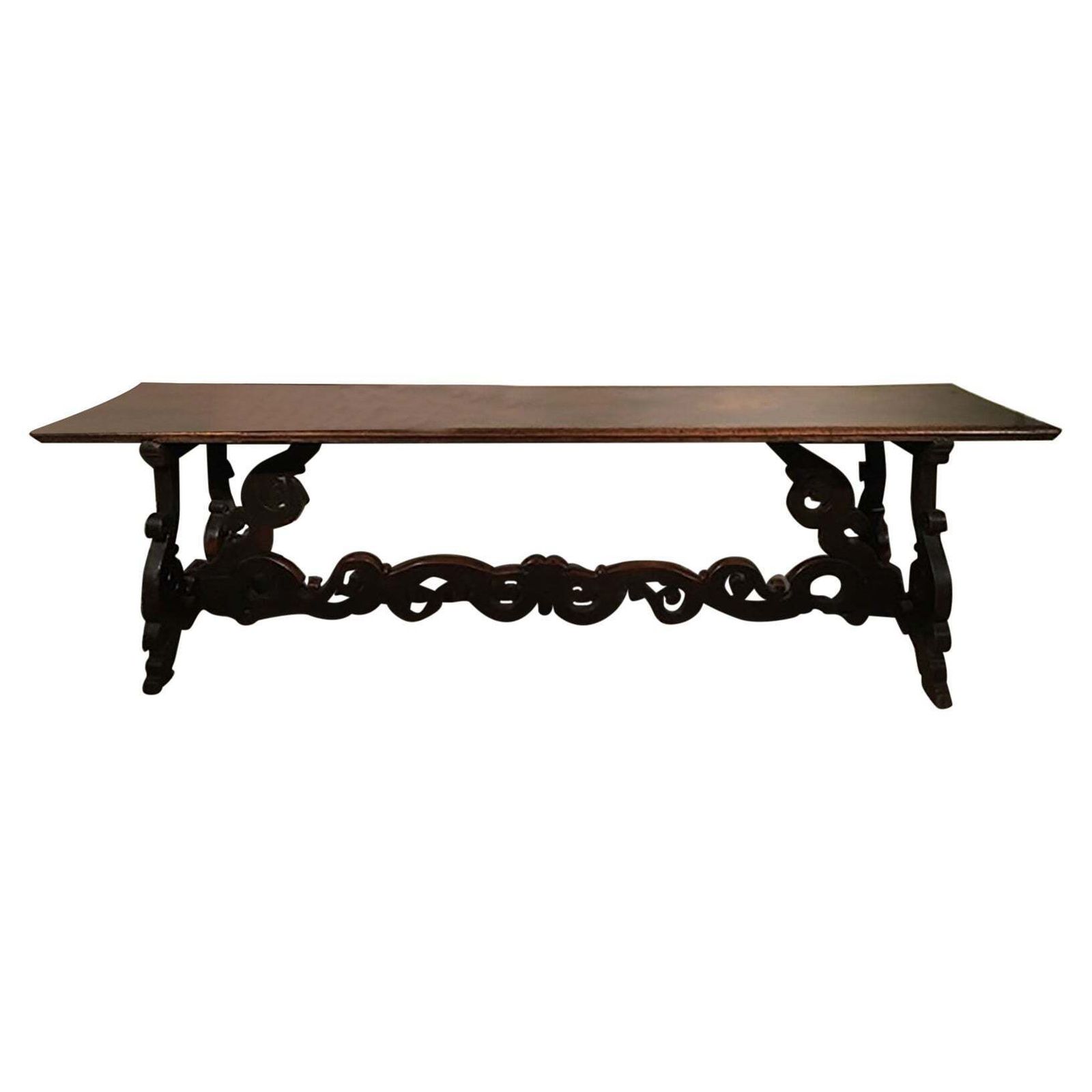 1650 Italy Solid Baroque Walnut Dining Table Or Console