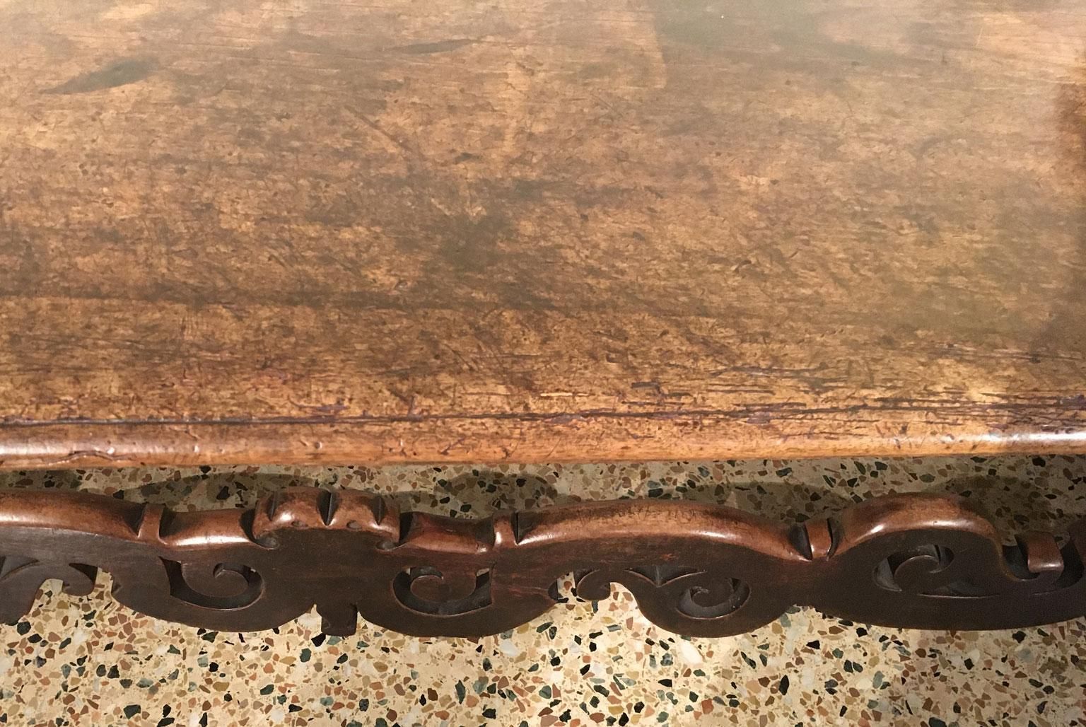 1650 Italy Solid Baroque Walnut Dining Table Or Console photo Furniture