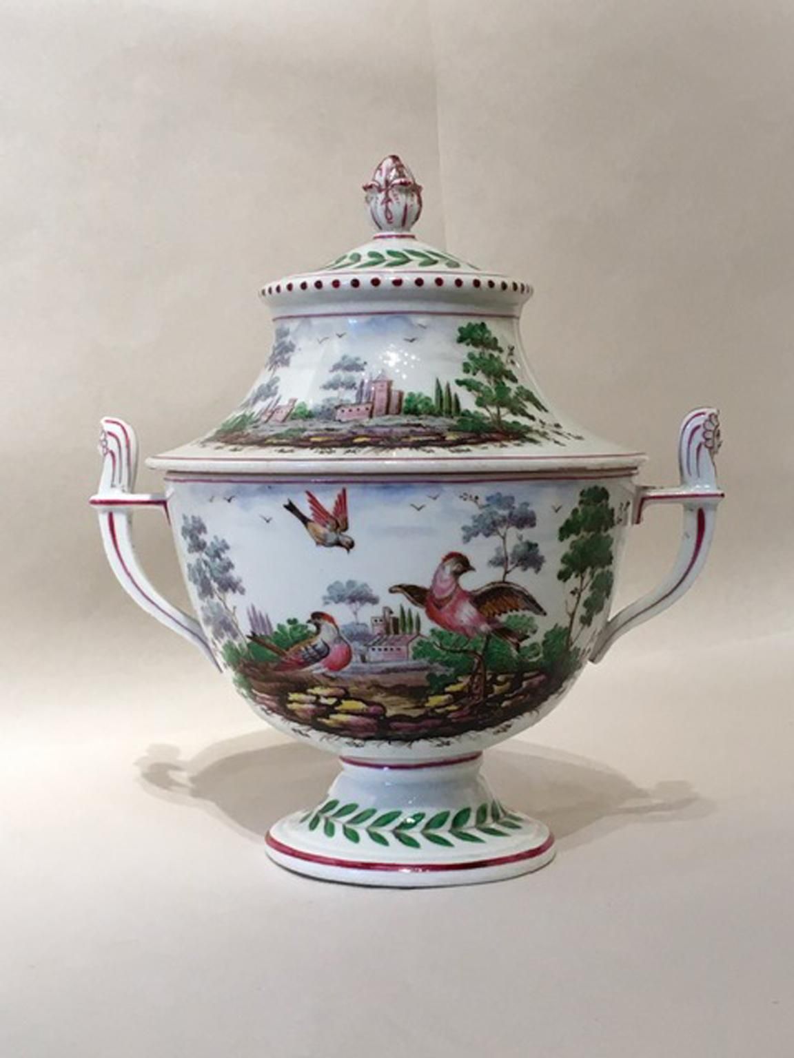 Italy Richard Ginori Doccia 19th Century Porcelain Covered Vase With Landscape photo furniture