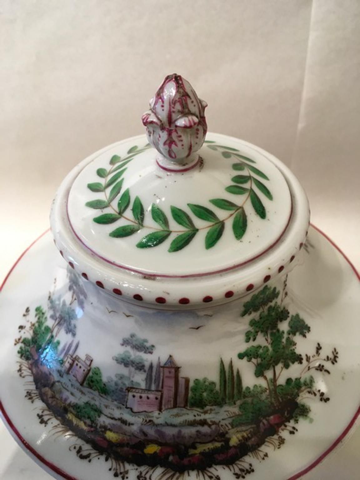 Italy Richard Ginori Doccia 19th Century Porcelain Covered Vase With Landscape photo vinterior