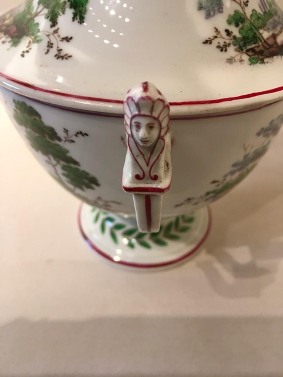Italy Richard Ginori Doccia 19th Century Porcelain Covered Vase With Landscape photo buy