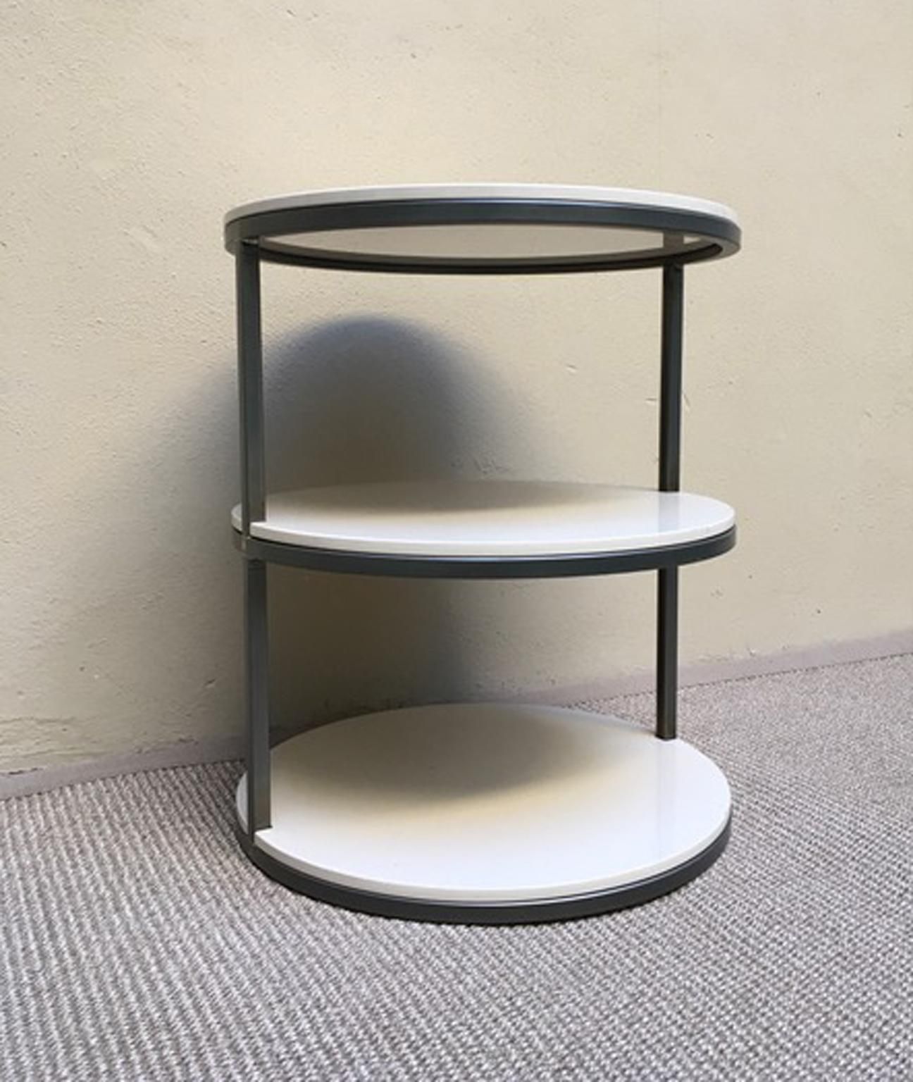 Italian Design Round Side Table In Lacquered Wood And Iron photo furniture