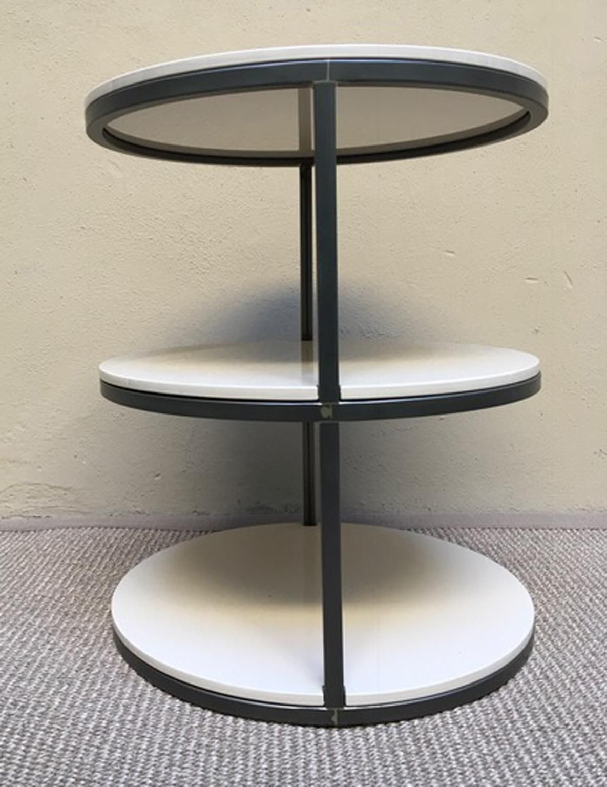 Furniture Italian Design Round Side Table In Lacquered Wood And Iron photo