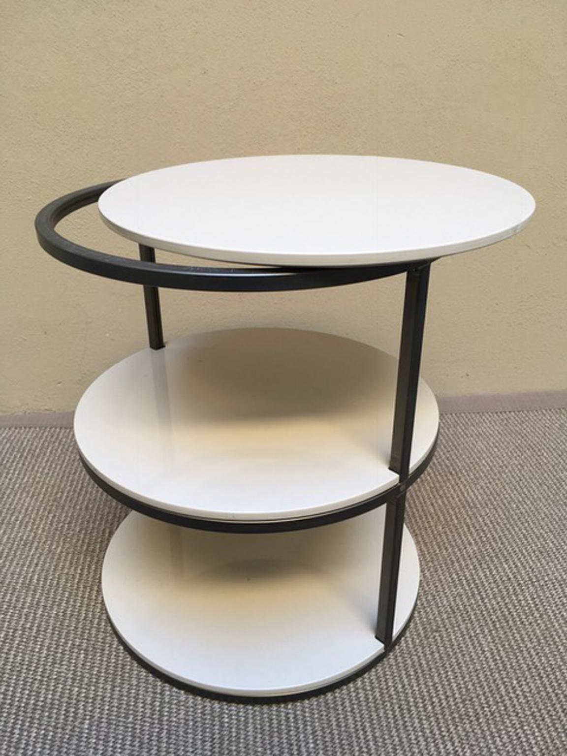 1275.0 Italian Design Round Side Table In Lacquered Wood And Iron photo