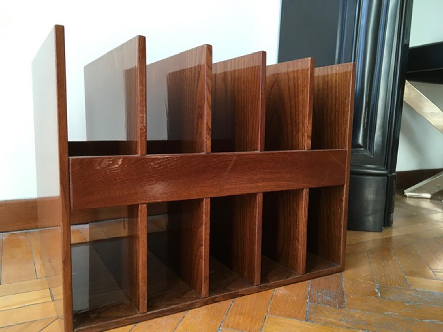 Italy Mid Century Modern Style Magazine Rack In Walnut photo 1530.0