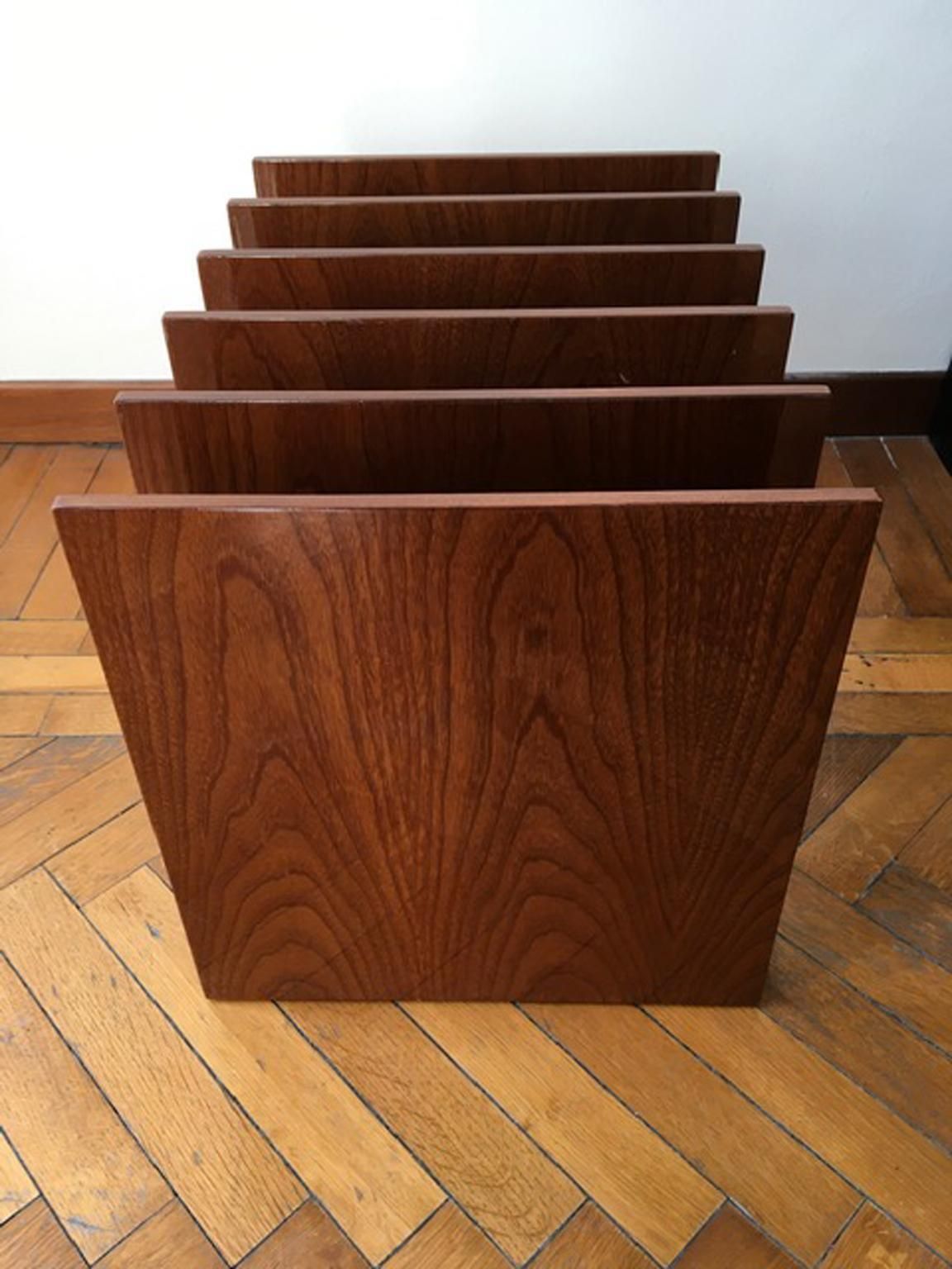 photo furniture Italy Mid Century Modern Style Magazine Rack In Walnut