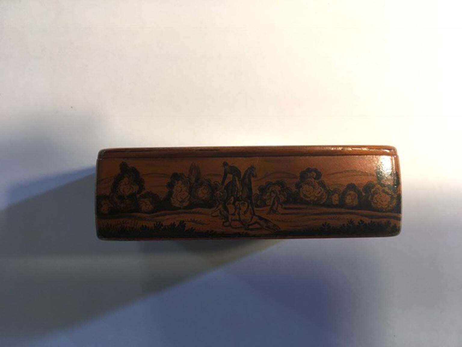 2550.0 Mid 18th Century Set Of Five Wood Lacquered Boxes With Landscape Scenes photo