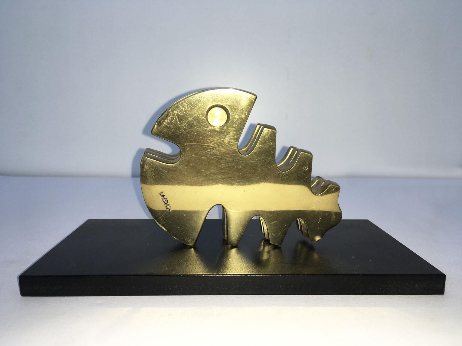 Art 1980 Italy Bruno Chersicla Abstract Bronze Sculpture Vite photo