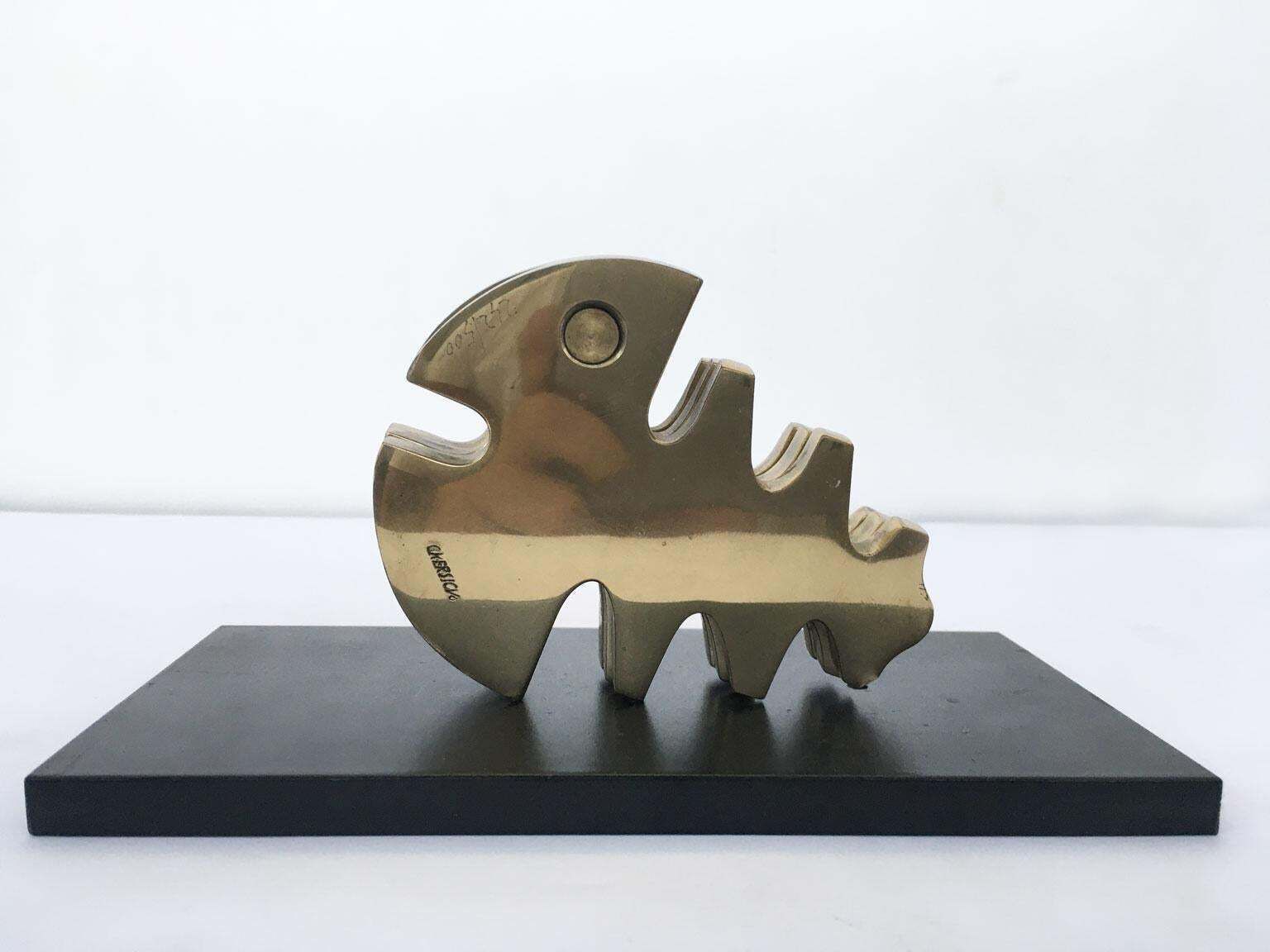 688.0 1980 Italy Bruno Chersicla Abstract Bronze Sculpture Vite photo