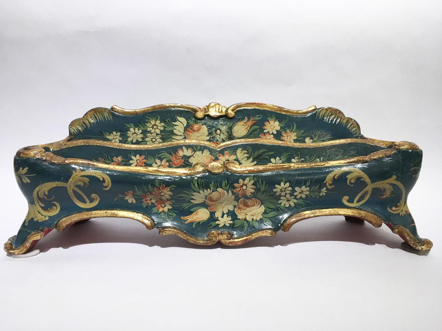 1775 Venezia Italy Blue Lacquered Wooden Engraved Tablepaper Holder With Flowers photo furniture