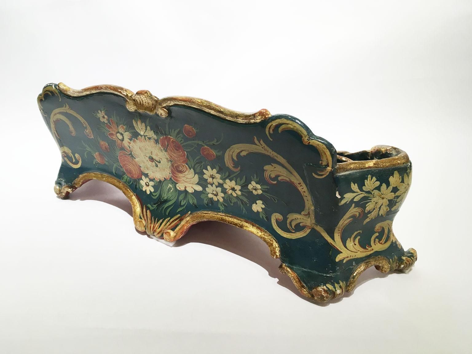 Home Decor 1775 Venezia Italy Blue Lacquered Wooden Engraved Tablepaper Holder With Flowers photo