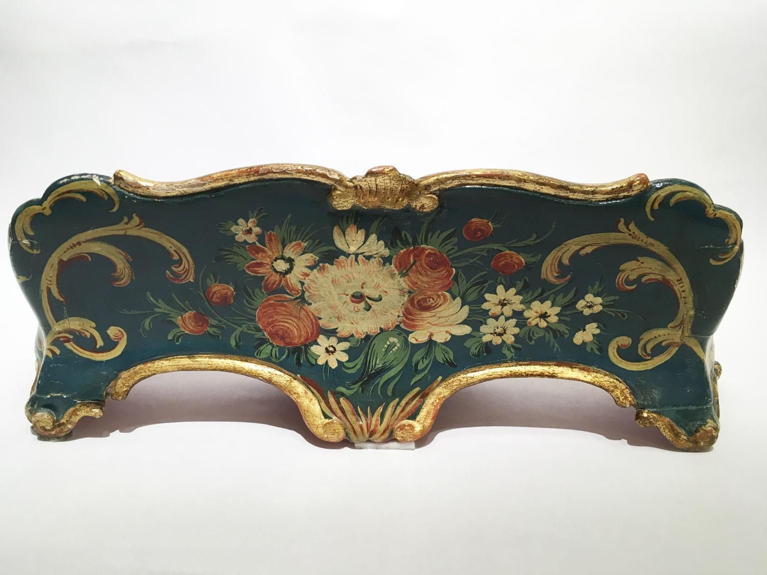 16997.0 1775 Venezia Italy Blue Lacquered Wooden Engraved Tablepaper Holder With Flowers photo