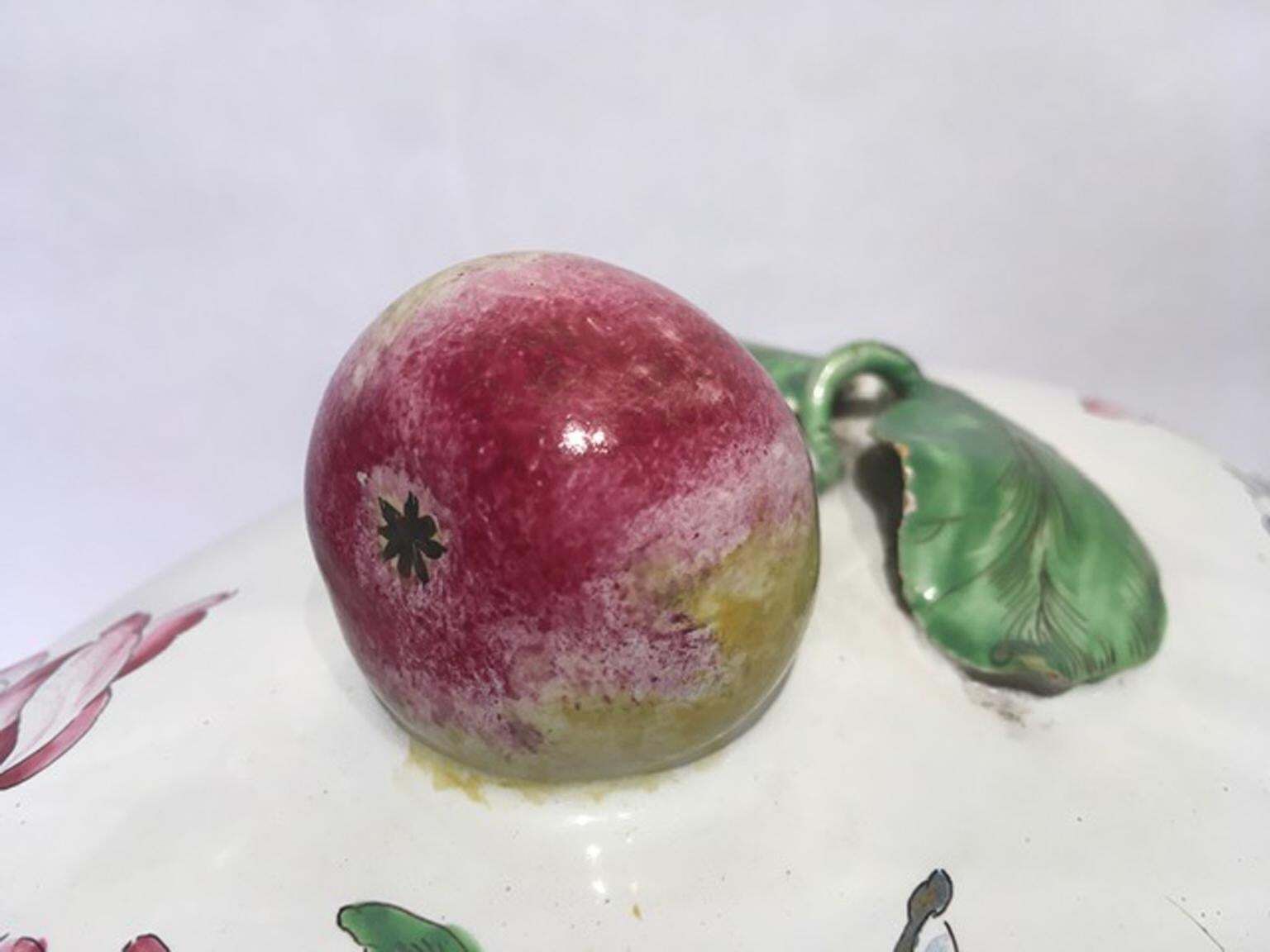 photo for sale France Mid 18th Century Porcelain Soup Bowl Flowers And Fruits Drawings