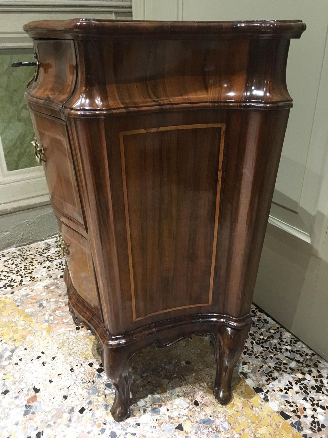 Furniture 1750 Venezia Italy Pair Of Baroque Carved And Inlaid Walnut Bedside Tables photo