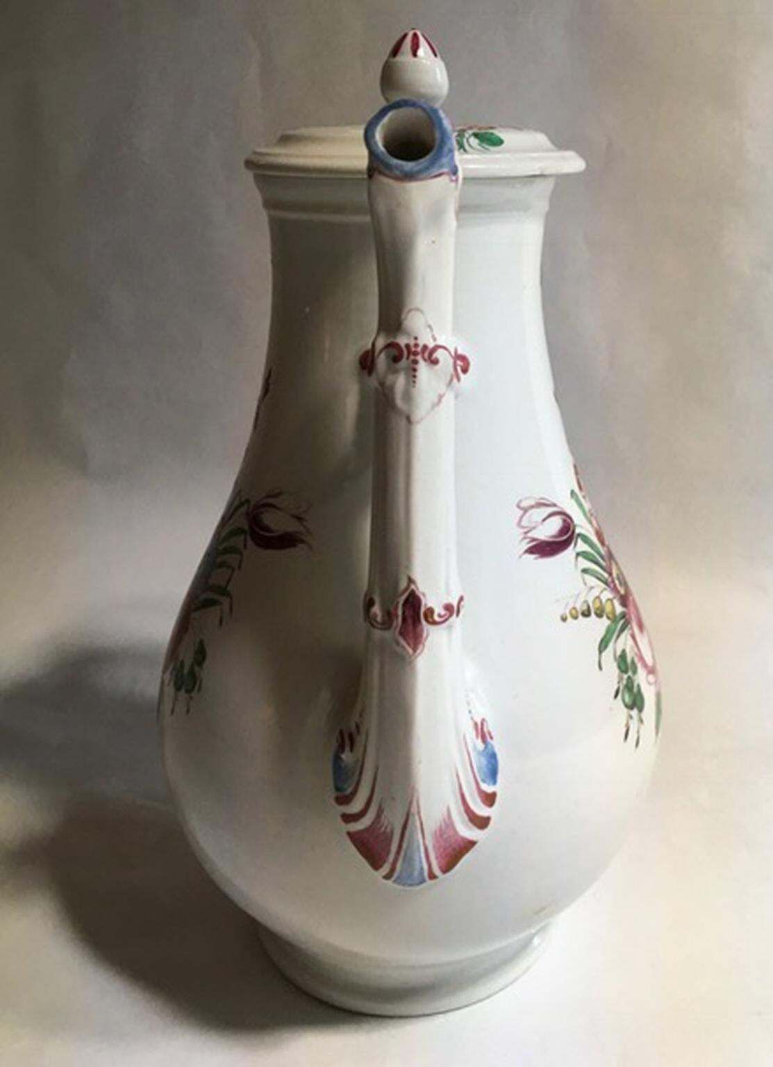 Italy 19th Century Richard Ginori Porcelain Coffee Pot With Flowers Decor photo for sale