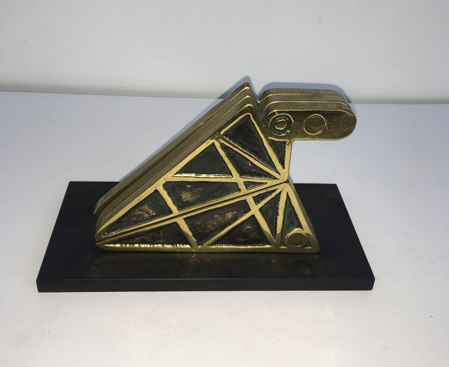 1980 Italy Bronze Abstract Kinetic Sculpture Bruno Chersicla Playwork photo for sale