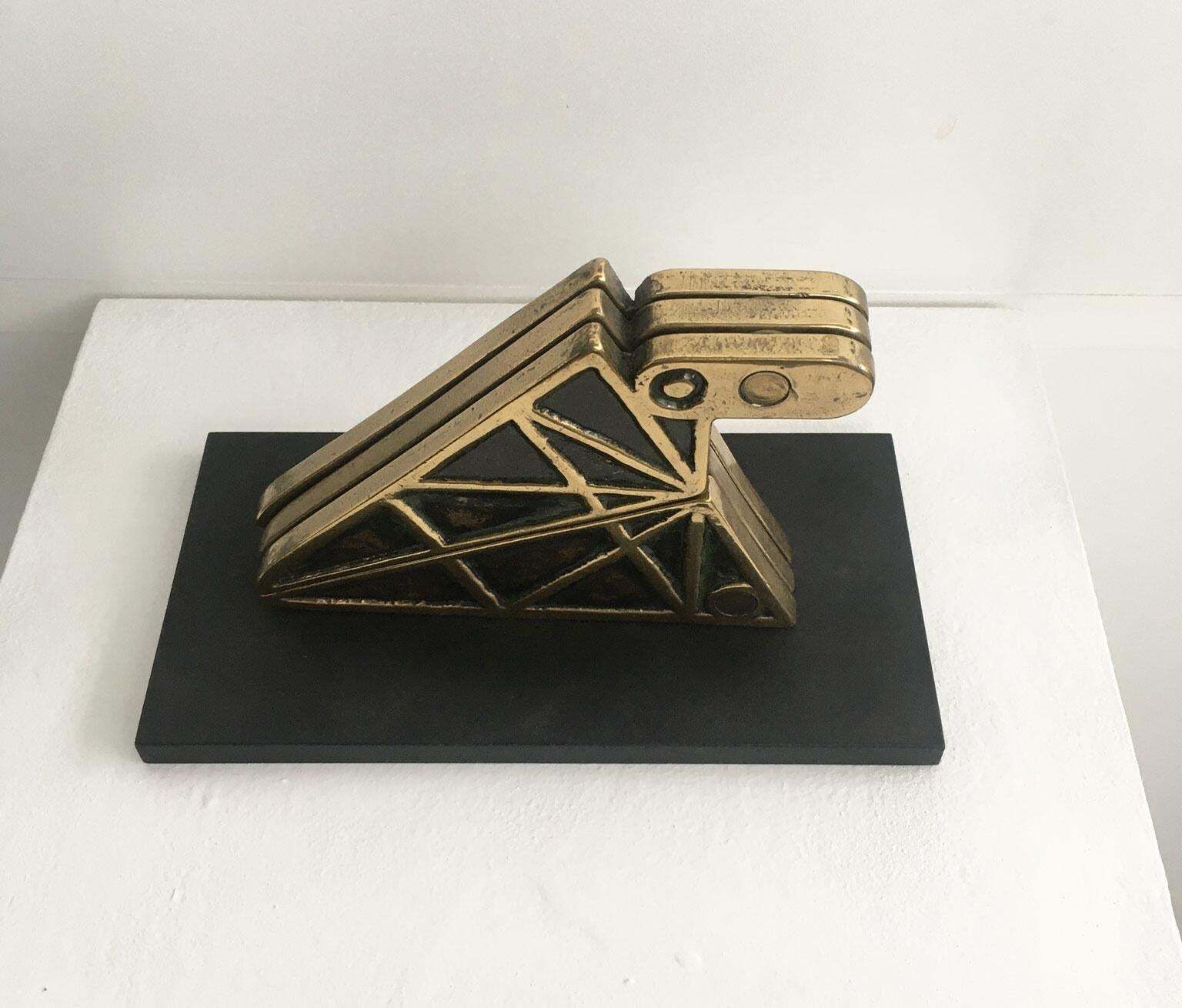 1980 Italy Bronze Abstract Kinetic Sculpture Bruno Chersicla Playwork photo vinterior