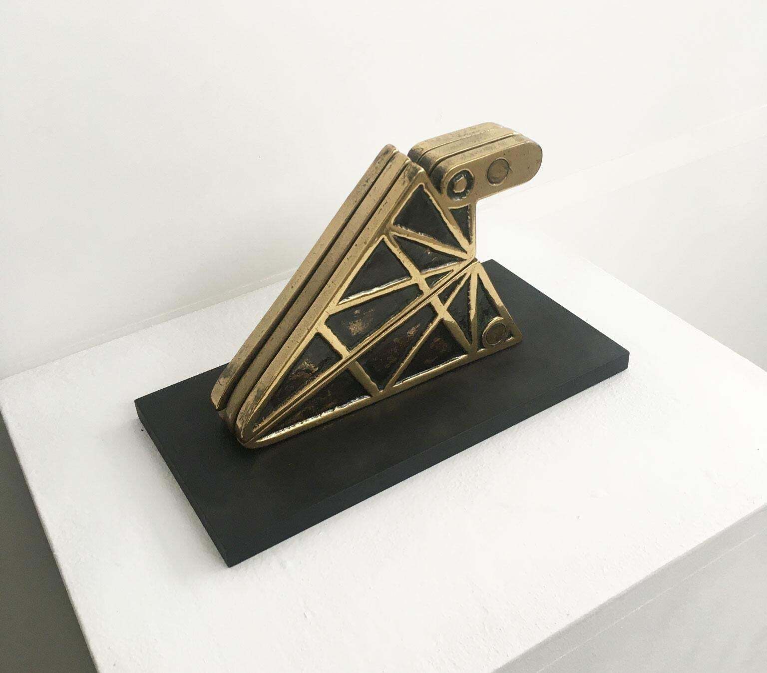 1980 Italy Bronze Abstract Kinetic Sculpture Bruno Chersicla Playwork photo vintage
