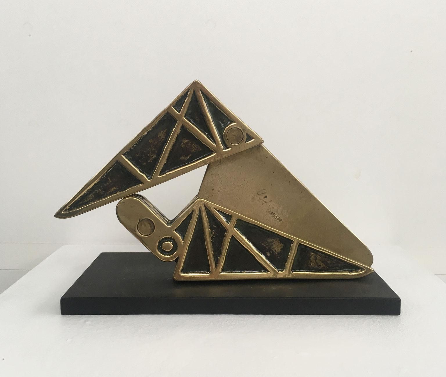 918.0 1980 Italy Bronze Abstract Kinetic Sculpture Bruno Chersicla Playwork photo
