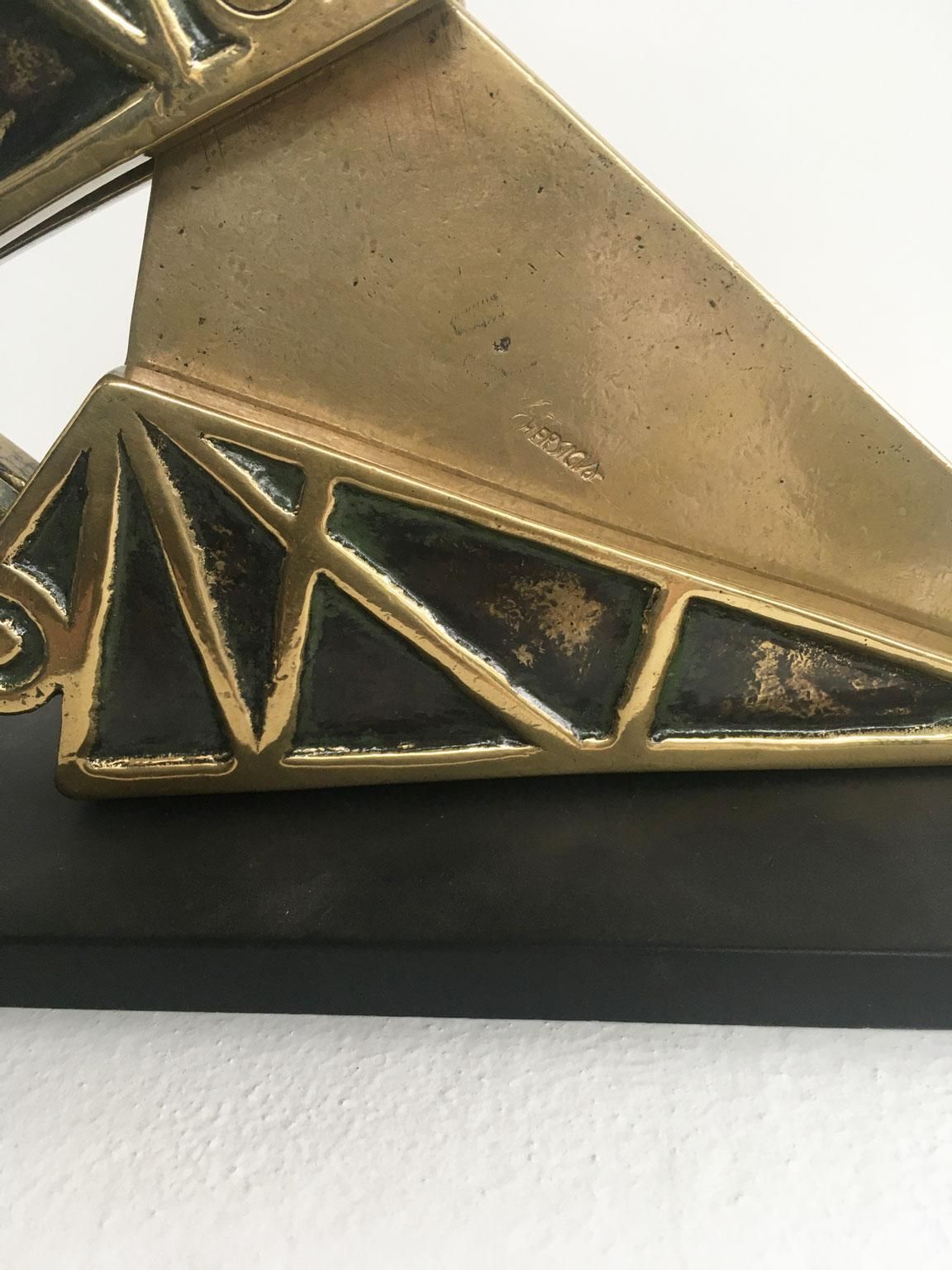 photo vinterior 1980 Italy Bronze Abstract Kinetic Sculpture Bruno Chersicla Playwork