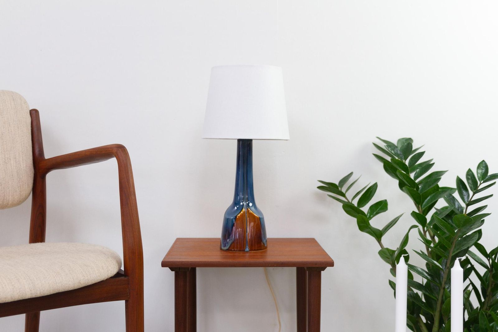 photo vinterior Danish Modern Blue/Brown Ceramic Table Lamp By E. Johansen For Søholm, 1960s.